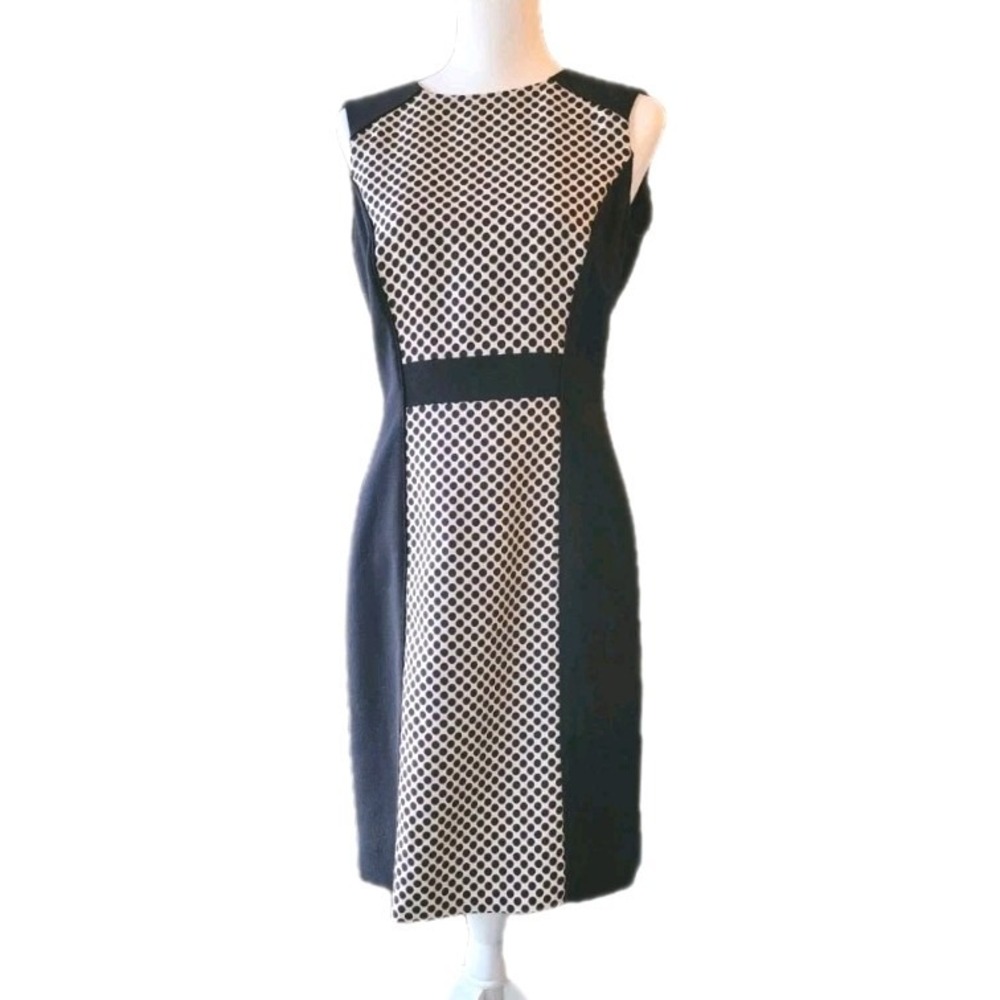 Tahari‎ Arthur S. Levine Dress  Womens 6 Black Tan Classic Sheath Office Church